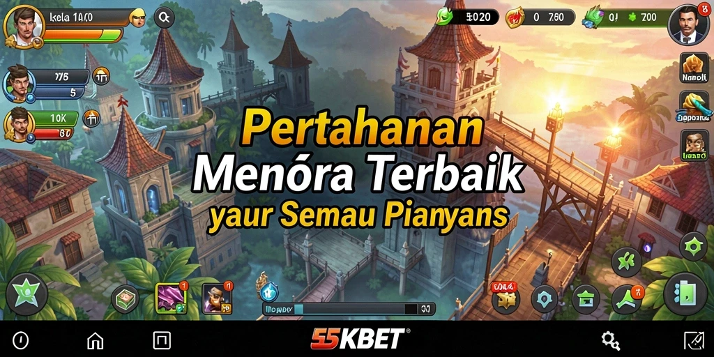 Screenshot gameplay 55KBET menampilkan aksi Tower Defense yang mendebarkan.