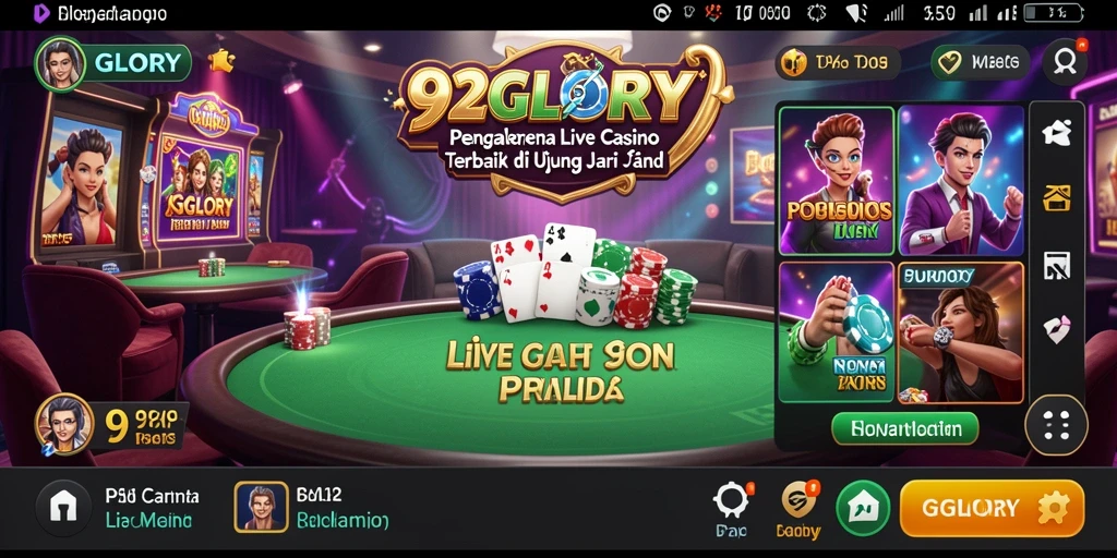 Gameplay Live Casino 92GLORY dengan dealer profesional dan permainan yang mendebarkan.
