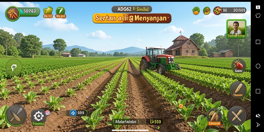 Screenshot ADG62 menunjukkan aktivitas bertani yang seru dan interaktif.
