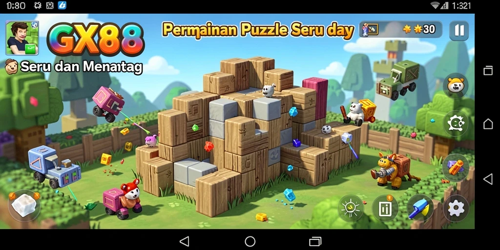 Tampilan screenshot gameplay GX88 saat menyelesaikan teka-teki puzzle.