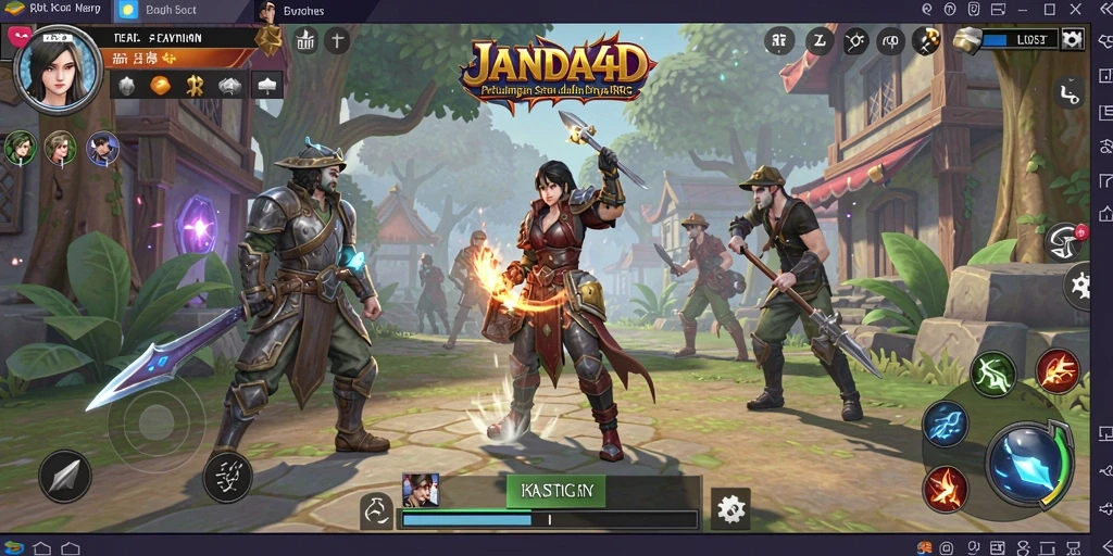 Tampilan gameplay JANDA4D dengan aksi mendebarkan dalam pertempuran ARPG.
