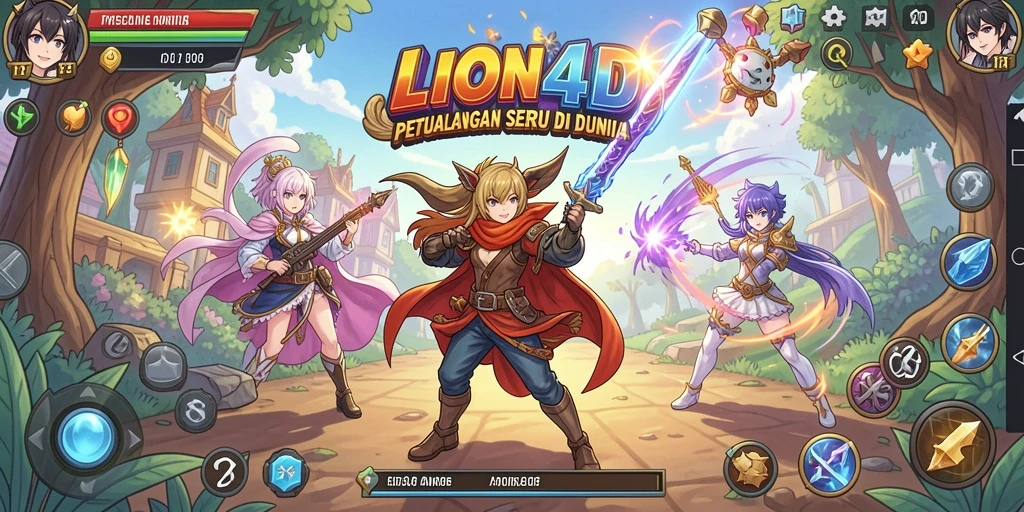 Screenshot gameplay LION4D menampilkan karakter anime yang beraksi.