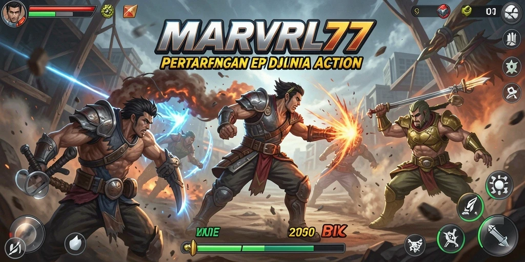 Screenshot utama menampilkan aksi seru dalam MARVRL77.
