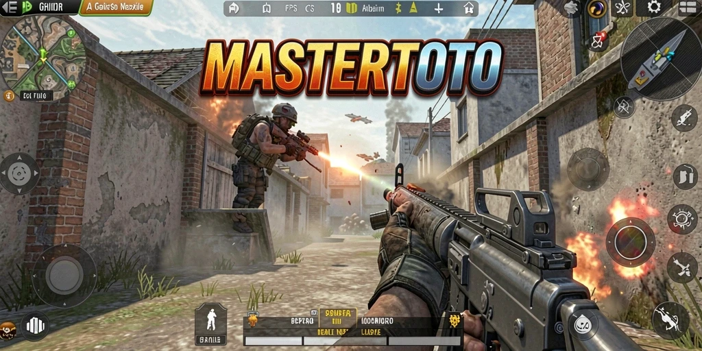 Tangkapan layar utama menampilkan aksi seru dalam gameplay FPS.