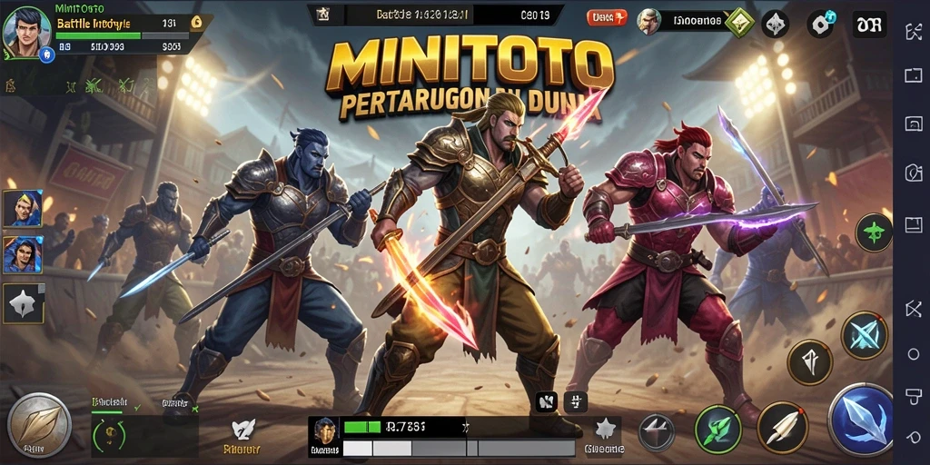 Screenshot gameplay <strong>MINITOTO</strong> menampilkan aksi seru dan strategis di arena Battle Royale.