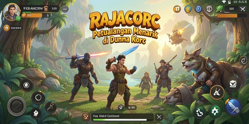 Tampilan gameplay RAJACORC dengan karakter dan lokasi yang indah.