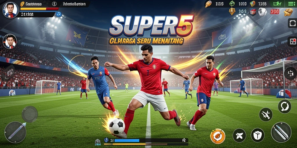 Tampilan menarik dari gameplay seru di SUPER5.
