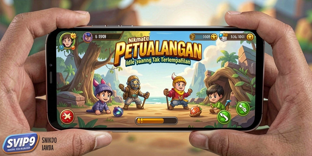Tampilan gameplay SVIP9 dengan karakter yang aktif dalam pengumpulan sumber daya.